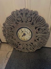 Wooden craved clock free postage