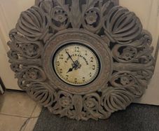 Wooden craved clock free postage