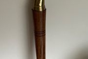 Antique Brass Horse Head on Short Polished Wood Baton