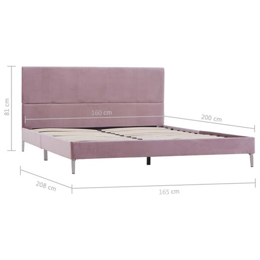 Bed Frame Pink Fabric 150x200 cm