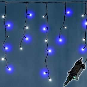 Icicle Lights 2000 LED Outdoor Christmas Lights 60M Lit Length, with Timer and 8 Modes - Blue/Cool White