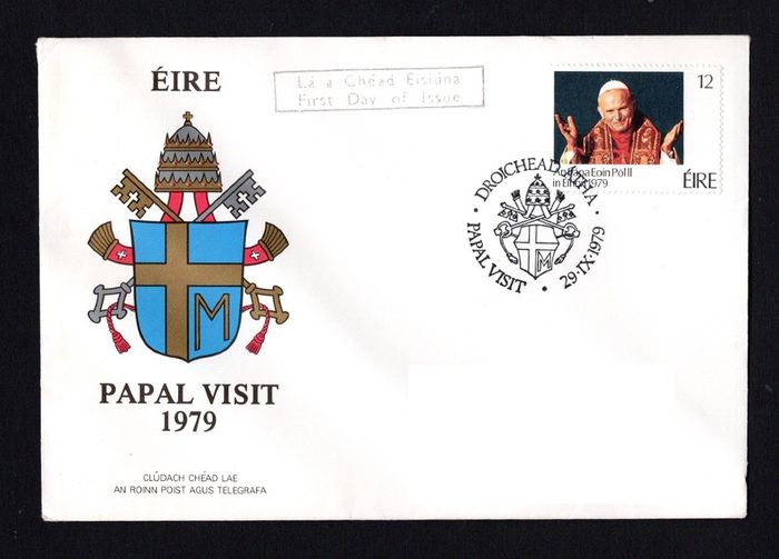 1979 Ireland Papal Visit of Ireland Commemorative Stamp P&T Addressed First Day Cover (FDC) with Drogheda Pictorial Cancel