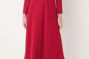LK Bennett red crepe flare belted dress