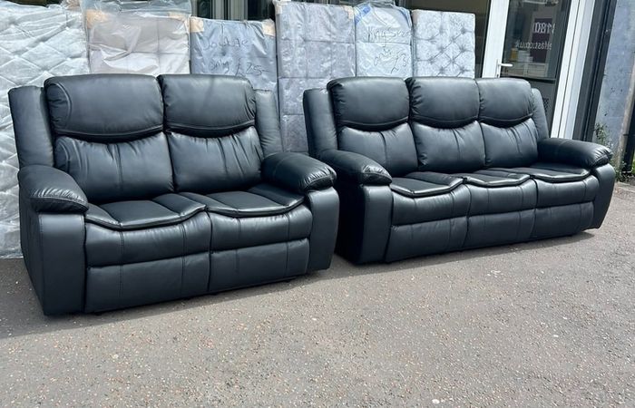 Valerie Black 3+2 Leather Recliner Sofa Set