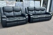 Valerie Black 3+2 Leather Recliner Sofa Set