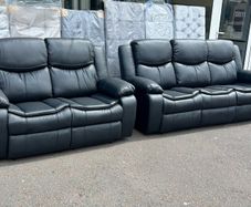 Valerie Black 3+2 Leather Recliner Sofa Set