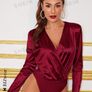 satin bodysuit burgundy shein brand new Image 2