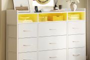 Chest of Drawers for Bedroom with LED and Charging Station, White