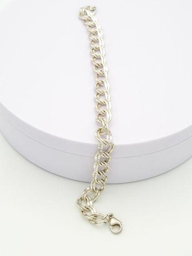 Vintage 925 Sterling Silver Double Link Charm Bracelet