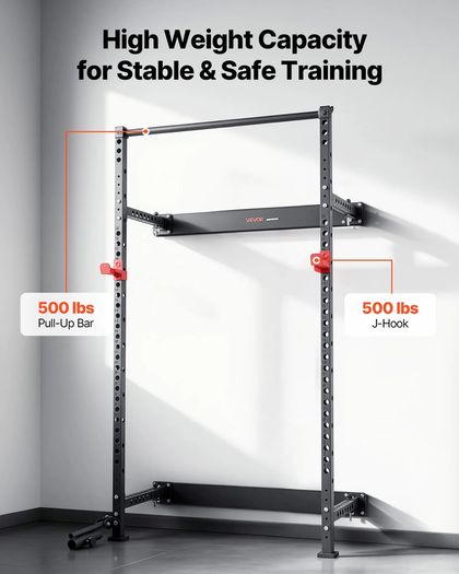Multifunctional Squat Rack Folding Power Cage, Wall-Mounted 545KG Capacity