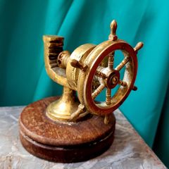 Mid-century nautical brass & teak nutcracker