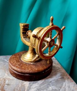 Mid-century nautical brass & teak nutcracker