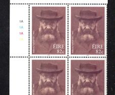 2009 Ireland Anthony Trollope, 1815-1882 Commemorative Stamp Plate Block 1A1A1A1A Mint Never Hinged (MNH)