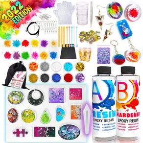 Resin Jewelry Making Kit - Resin Kits for Beginners with Molds and Resin Making Supplies - Silicone Casting Mold, Tools Set and Clear Epoxy Resin for DIY Jewelry Craft (FREE POSTAGE)