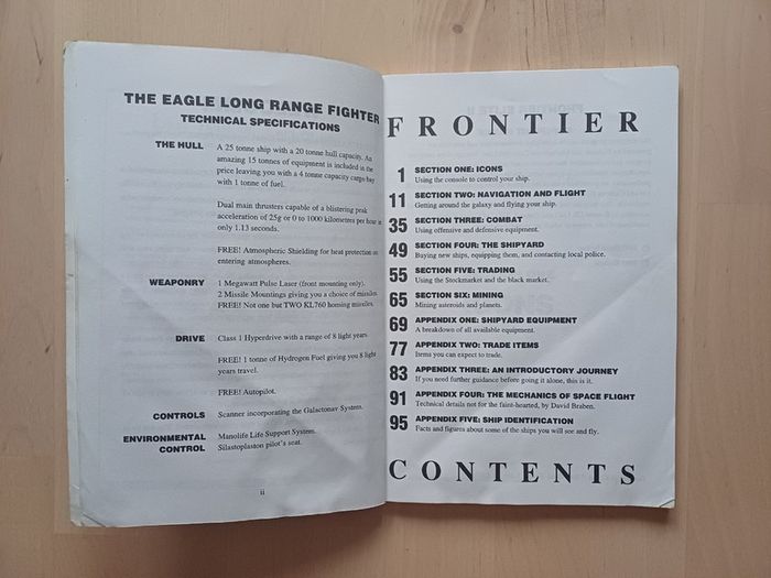 Amiga Frontier Elite 2 Game Manuals & Star Map