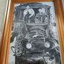 Laurel and Hardy driving framed Print black and white. Image 6