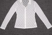 Wallis Cream White Sheer Floral Openwork Lace Button-Up Shirt Blouse 14UK/42EU