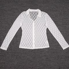 Wallis Cream White Sheer Floral Openwork Lace Button-Up Shirt Blouse 14UK/42EU