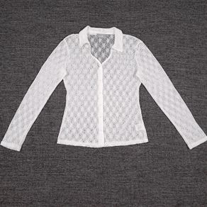 Wallis Cream White Sheer Floral Openwork Lace Button-Up Shirt Blouse 14UK/42EU