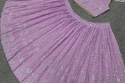 Lilac Georgette Lehenga Choli With Embroidery &amp; Sequence Work (Size: XS-S)