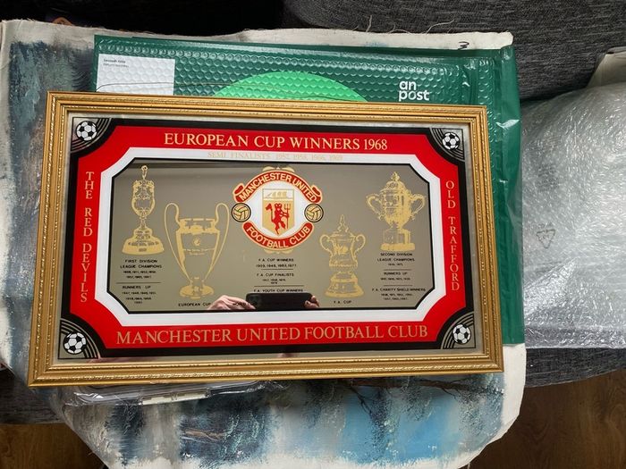 1968 Manchester United European Cup Winners Mirror Plaque