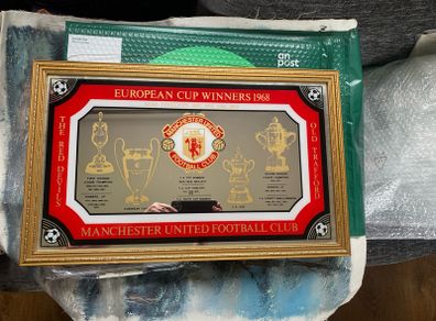 1968 Manchester United European Cup Winners Mirror Plaque