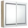 LED Bathroom Mirror Cabinet Oak 80x12x68 cm Image 3