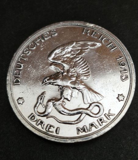 1913 Germany Prussia 3 Mark - William II Declaration of war against Napoleon Silver coin