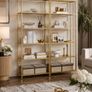 Glass Display Shelf 6 Tier Gold Metal Bookcase Tempered Glass Storage Unit Image 2