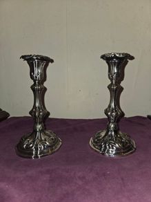 Pair of Silver Art Nouveau Candlestick Holders