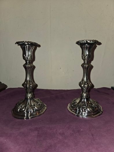 Pair of Silver Art Nouveau Candlestick Holders