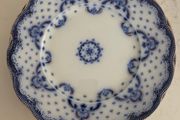 Six WH Grindley Flow Blue Ceramic Plates Keele Pattern