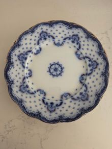 Six WH Grindley Flow Blue Ceramic Plates Keele Pattern