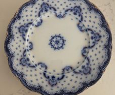 Six WH Grindley Flow Blue Ceramic Plates Keele Pattern