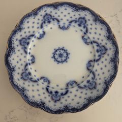 Six WH Grindley Flow Blue Ceramic Plates Keele Pattern