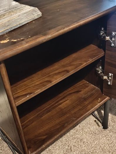 2 x mahogany effect bedside cabinets