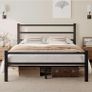 Metal Double Bed Frame With Stylish Headboard And Footboard,Bed Frame Double Bed,Easy Assembly, Ample Under-bed Storage Space, Black Image 8
