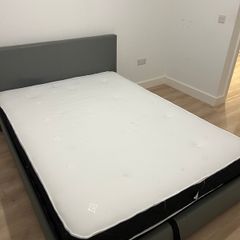 Double bed, mattress with gaslift storage and sofa