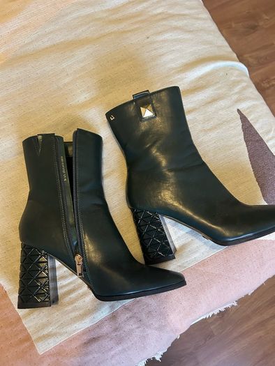 Una Healy Green Leather heeled boots 6