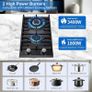 Gas Hob 2 burners, 30cm Built in 2 Burners Gas on Glass Hob, NG/LPG Gas Hob Convertible, Gas Cooktop with Flame Image 6
