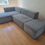 Large Grey L-Shaped Corner Sofa / Couch with Footstool Image 2