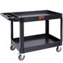 Utility Service Cart, 2 Shelf 249.5 kg Heavy Duty Plastic Rolling Utility Cart with 360 Swivel Wheels (2 with Brakes), Large Lipped Shelf, Ergonomic Storage Handle for Warehouse/Garage/Cleaning Image 9