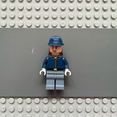 lego Lone Ranger tlr021 Cavalry Soldier minifigure - Backpack, Brown Eyebrows, Lopsided Open Mouth Smile, Stubble
