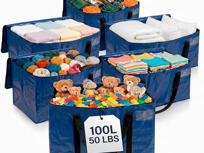 Heavy Duty Moving Boxes or Storage Bags Storage Bins with Lids, Large Moving Bags with Backpack Straps & Handles Moving Supplies for College Dorm or Christmas Decorations, 6 Pack