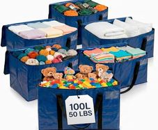 Heavy Duty Moving Boxes or Storage Bags Storage Bins with Lids, Large Moving Bags with Backpack Straps & Handles Moving Supplies for College Dorm or Christmas Decorations, 6 Pack