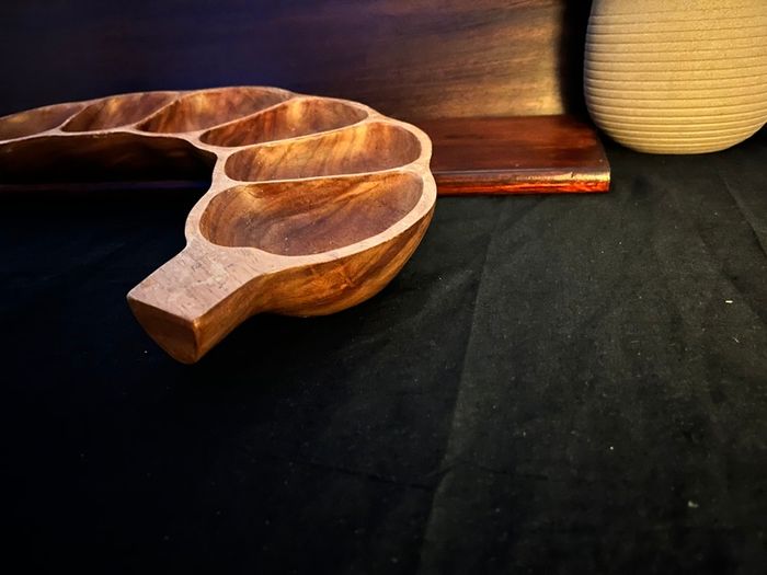 Beautiful Wooden Hand-Carved Serving Dish (7 Compartments