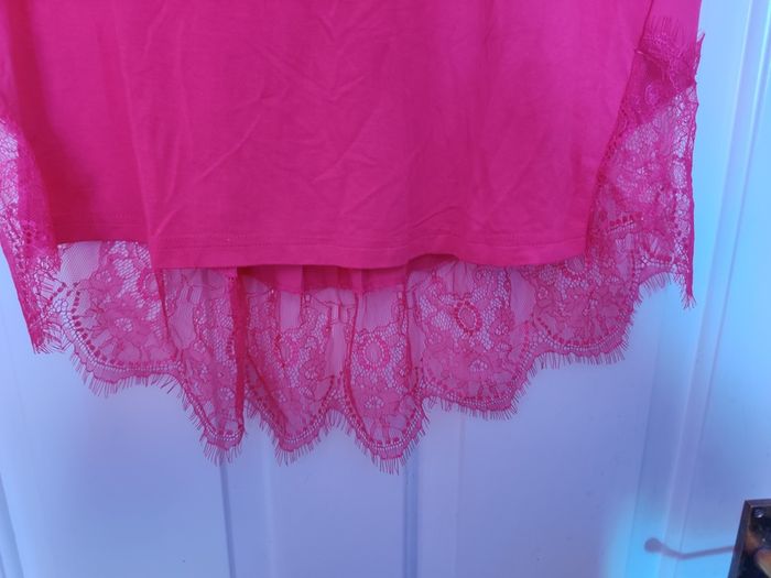 Creation L pink top with lace size UK12 EU40 Perfect condition Postage included