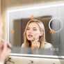 LED Bathroom Mirror Bluetooth Speakers Antifog Makeup Zoom x5 Dual LED Bright Light Vanity Ensuite Music Image 5