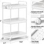 3-Tier Storage Trolley Cart Slide-out Rolling Utility Cart Mobile Storage Shelving Organizer for Kitchen, Bathroom, Laundry Room, Bedroom, Narrow Places, Plastic,White Image 3