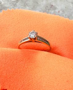 18ct Solid Gold Solitaire Ring with Accent CZStones